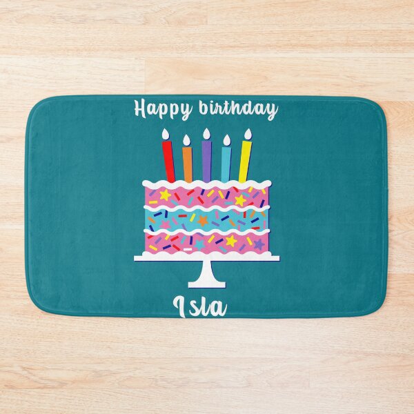 Item preview, happy birthday Isla, personalized, birthday card, wishes, Isla, cool, cake, wish designed and sold by helkav.