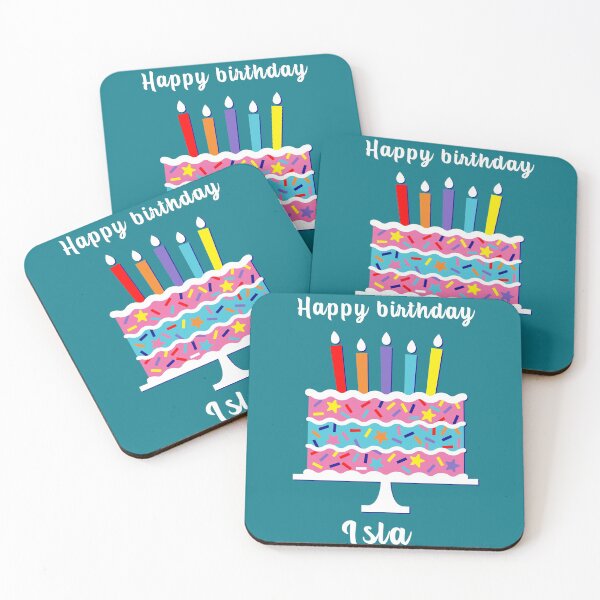Item preview, happy birthday Isla, personalized, birthday card, wishes, Isla, cool, cake, wish designed and sold by helkav.