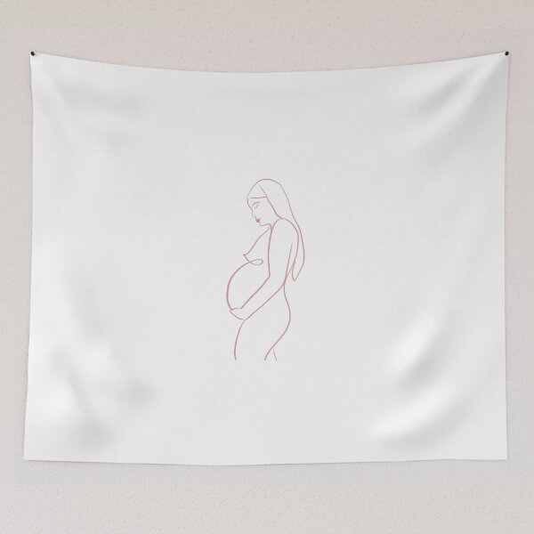 Item preview, Minimalist Pregnancy maternity mother line art in pink designed and sold by madebymarigold.