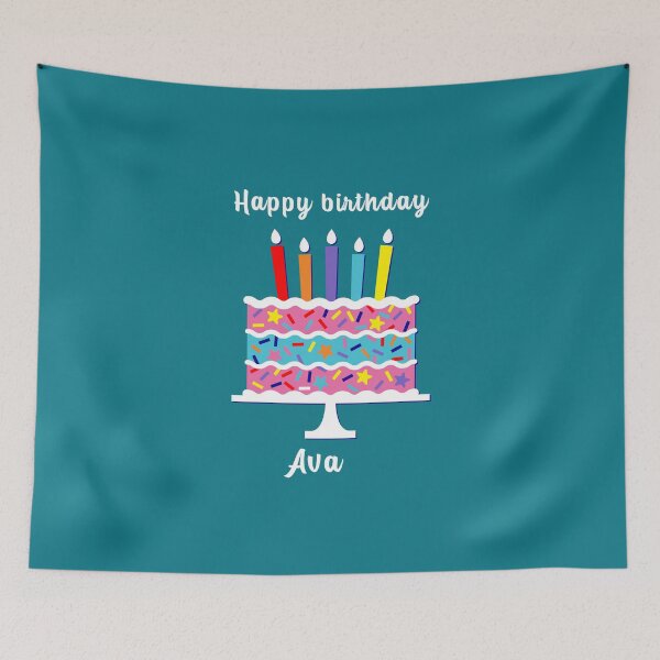 Item preview, Happy birthday Ava, personalized, birthday card, wishes, Ava, cool, cake, wish designed and sold by helkav.