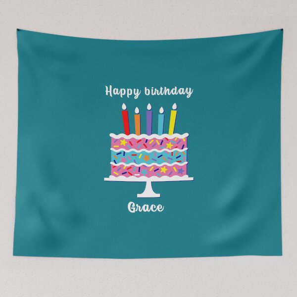 Item preview, Happy birthday Grace, personalized, birthday card, wishes, Grace, cool, cake, wish designed and sold by helkav.