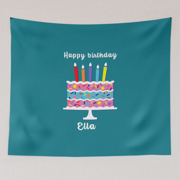 Item preview, Happy birthday Ella, personalized, birthday card, wishes, Ella, cool, cake, wish designed and sold by helkav.