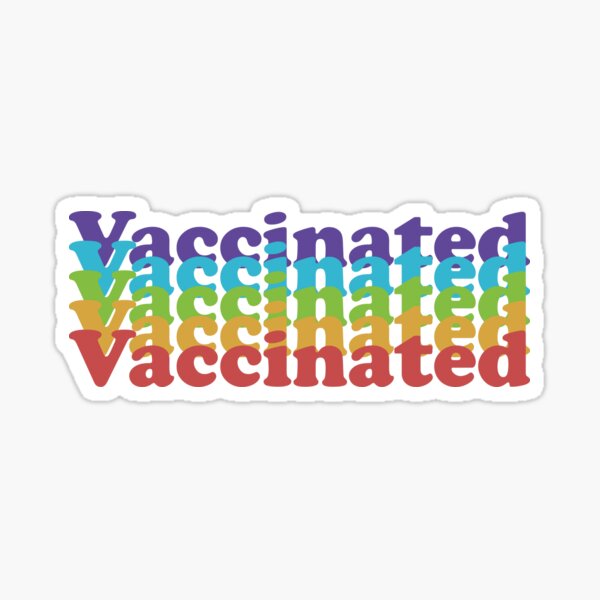 Vaccinated design repeated in rainbow colours Sticker