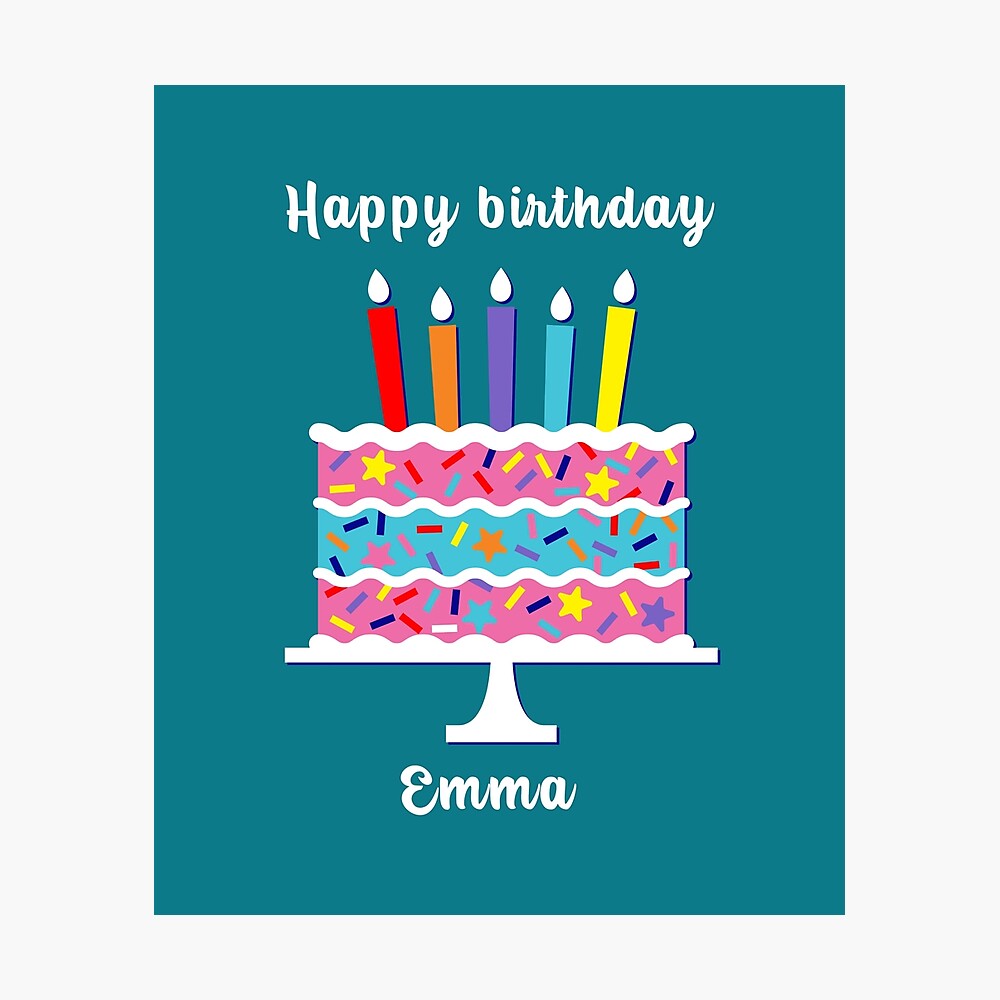 Happy birthday Emma, personalized, birthday card, wishes, Emma, cool, cake,  wish