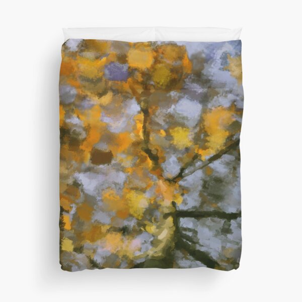 Item preview, Twin Trees Late In Autumn Yellow Leaves Digital Painting designed and sold by miraminerva09.