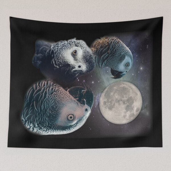 Item preview, African Grey Parrot "Three Wolves and Moon" Style designed and sold by Timothy Dykes.