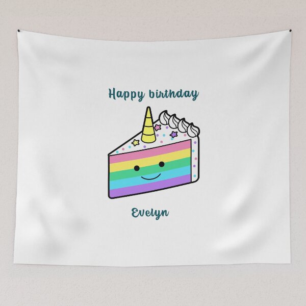 Item preview, Happy birthday Evelyn, personalized, birthday card, wishes, Evelyn, cool, cake, wish designed and sold by helkav.