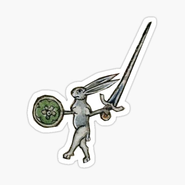 Vista previa del artículo con la obra «Conejito de batalla medieval», diseñado y vendido por MedievalNerd.