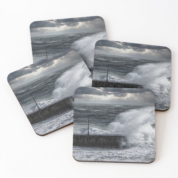 Item preview, Porthleven harbour,storm at Porthleven Cornwall ,storm with large waves  designed and sold by kathleenjean.