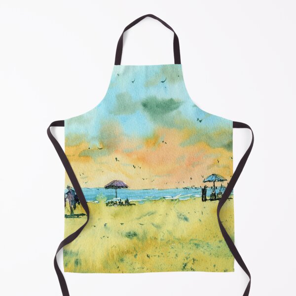 Item preview, Hot and Sunny Beach Landscape Painting with people designed and sold by darrenyeoart.