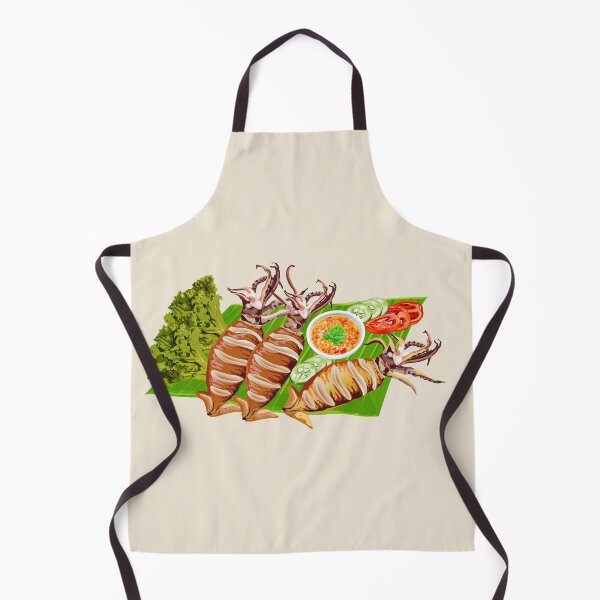 Item preview, Asian Chilli Grilled Squids Served On A Banana Leaf designed and sold by Alicia Chee.