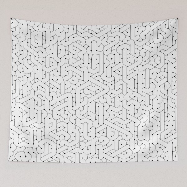 Item preview, Abstract White Hexagon Bezier Truchet Tiles #2 designed and sold by Reinder Nijhoff.