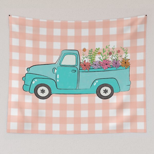 Item preview, Vintage Floral Truck | Pink Plaid designed and sold by Lizzamour.