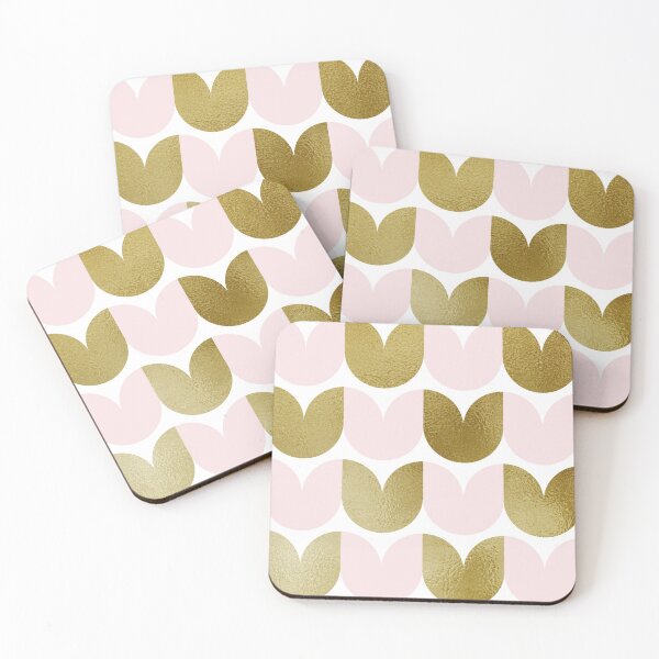 Item preview, Gold and Pink Geometric Tulips Pattern designed and sold by Aysel's Designs.