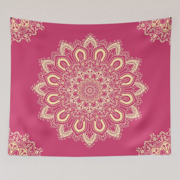 Item preview, Boho Pink Raspberry Sorbet Yellow Mandala Flower designed and sold by Eng-Sun.