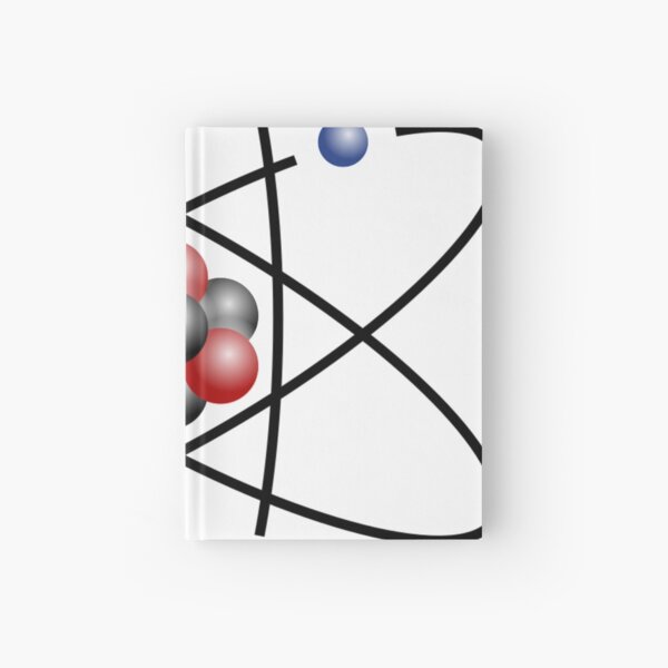 Stylized lithium-7 atom: 3 protons, 4 neutrons, and 3 electrons (total electrons are ~​1⁄4300th of the mass of the nucleus). It has a mass of 7.016 Da. Hardcover Journal