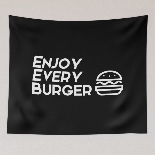 Item preview, Enjoy every burger white text designed and sold by wiggy38.