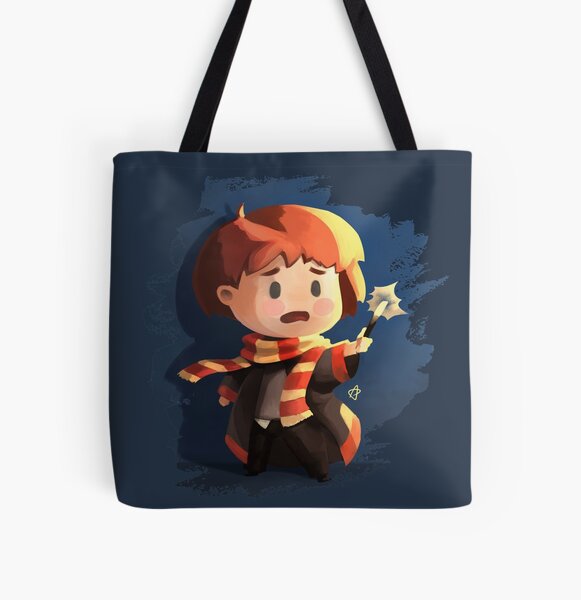 Chibi wizard with his magical wand All Over Print Tote Bag