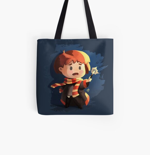 Chibi wizard with his magical wand All Over Print Tote Bag