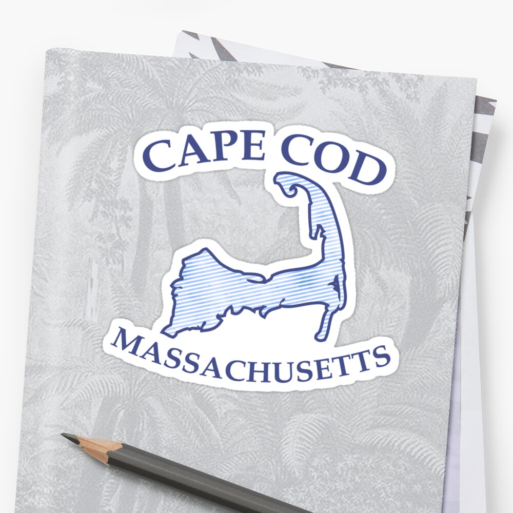 Preppy Vintage Blue Cape Cod Massachusetts Map Stickers By Emrdesigns Redbubble