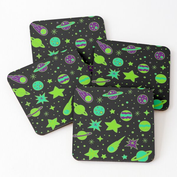 Item preview, Space, Planets and Stars in Shades of Green  designed and sold by madtoyman.