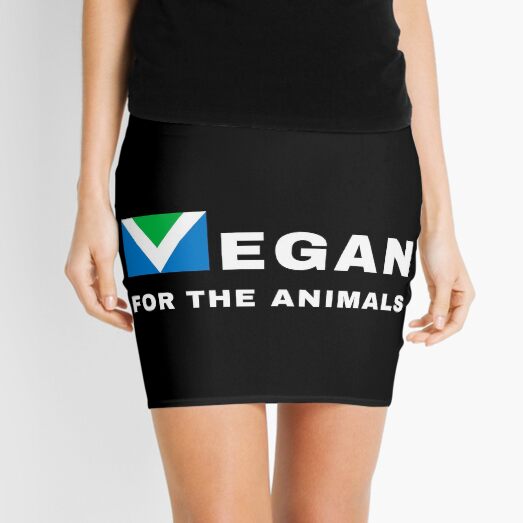 Vegano para los animales | Bandera Vegana | Activismo por los derechos de los animales | Fondo negro Minifalda