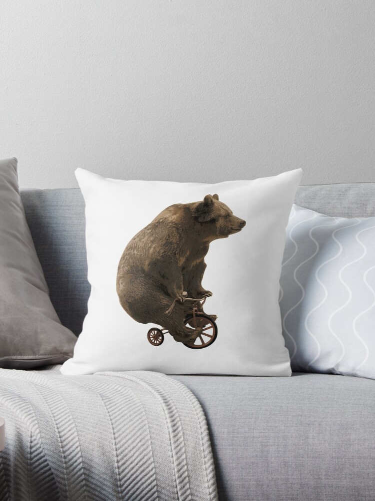 Black Bear Funny Bicycle Bear Quotes Throw Pillow By 8collect