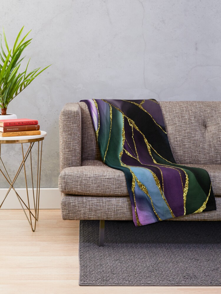 Alternate view of Purple Night Marble Landscape Throw Blanket
