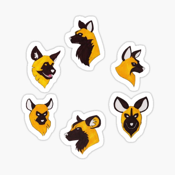 Painted Hunting Dog Faces Sticker