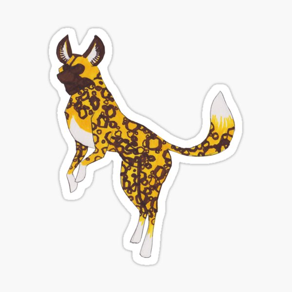 Curious Painted Hunting Dog Sticker