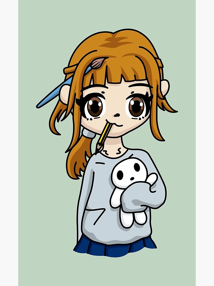 pretty anime girl with bright ginger cur...