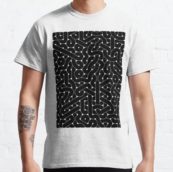 Abstract Black Hexagon Truchet Tiles #1 Classic T-Shirt