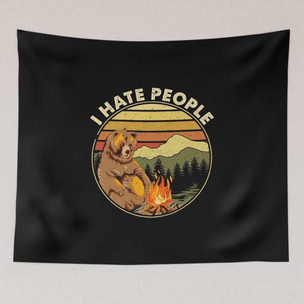 Item preview, Funny I Hate People Bear Camping Nature Pun designed and sold by perfectpresents.