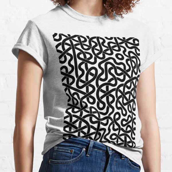 Abstract Black Hexagon Truchet Tiles #2 Classic T-Shirt