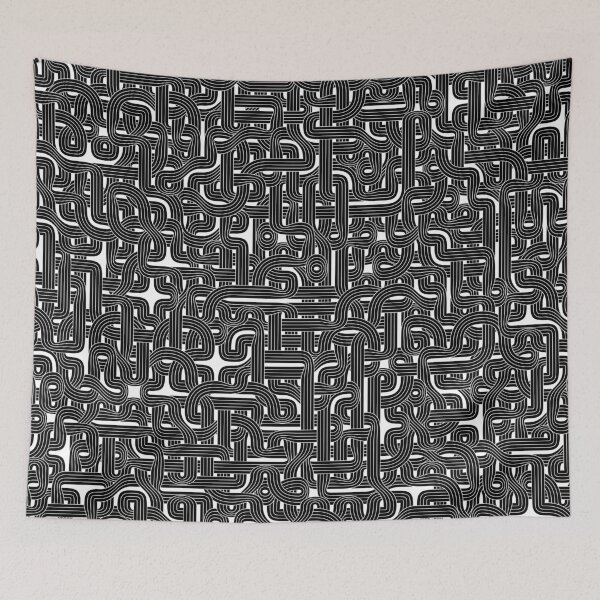 Item preview, Abstract Black Hexagon Bezier Truchet Tiles #1 designed and sold by Reinder Nijhoff.