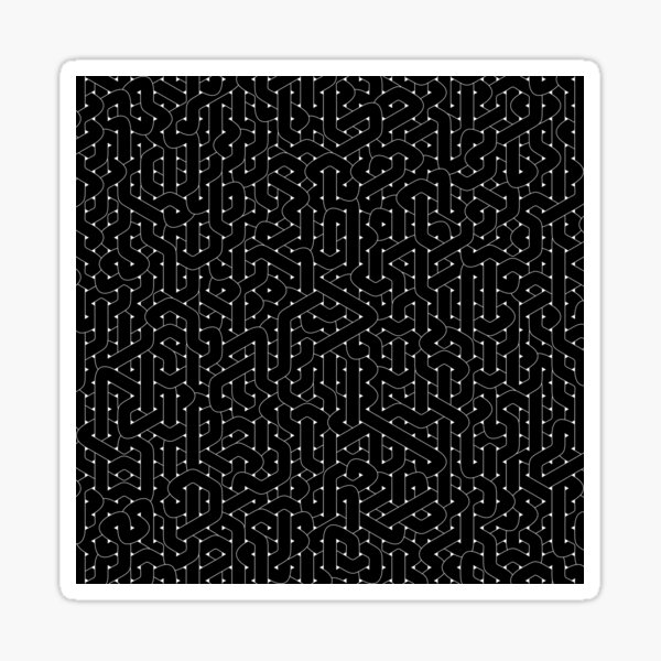 Abstract Black Hexagon Bezier Truchet Tiles #2 Sticker