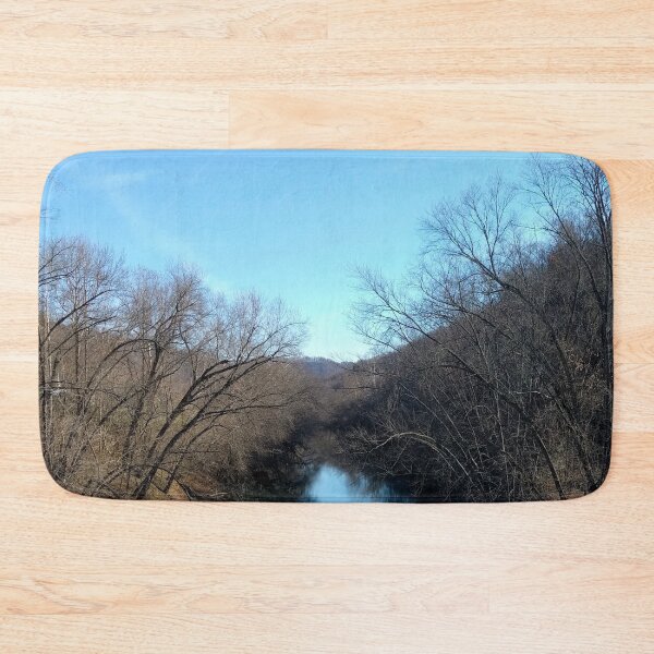 Item preview, Guyandotte River in West Virginia, Wooded River Landscape with Blue Sky designed and sold by PrettyLittlePic.