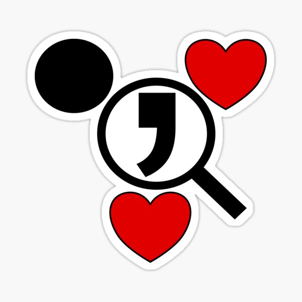Dot searching for comma. Funny Valentine day gift idea Sticker