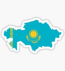 Flag Map of Kazakhstan Sticker