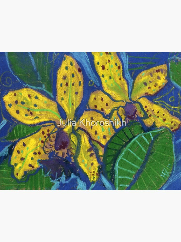 Yellow Orchids, Tropical Flowers Abstract Botanical Floral Sketch by clipsocallipso