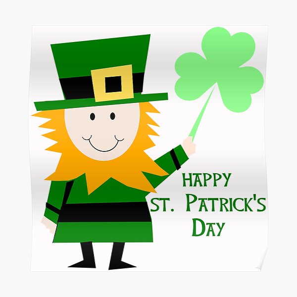 Leprechaun Holding A Shamrock For St. Patrick's Day Poster