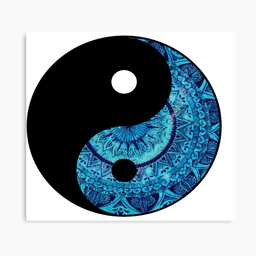 Blue Mandala Yin Yang Metal Print By Emilyosman Redbubble