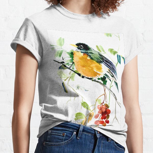 floral Robin shirt Birdwatching & Tit bird fan Gift Robin Cute Wildlife t-shirt bird lovers tshirt Bird tshirt Robin Bird tshirt