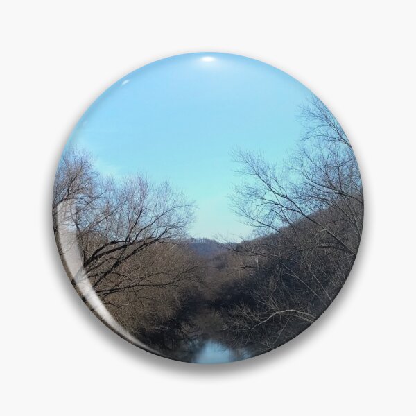 Item preview, Guyandotte River in West Virginia, Wooded River Landscape with Blue Sky designed and sold by PrettyLittlePic.