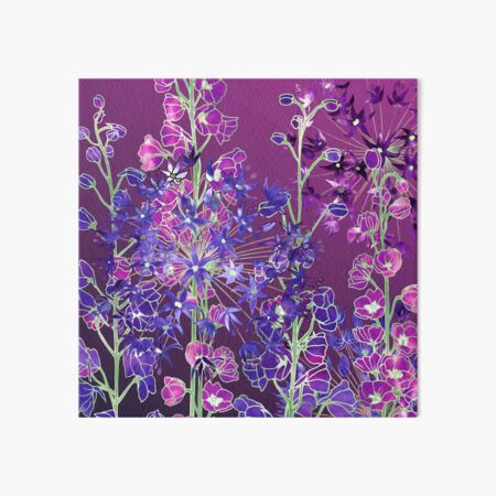 Delphiniums & Alliums - Purple Flowers Art Board Print
