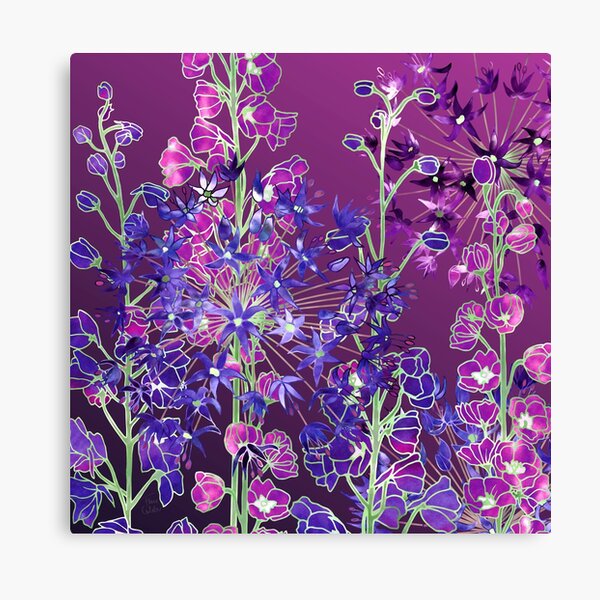 Delphiniums & Alliums - Purple Flowers Canvas Print