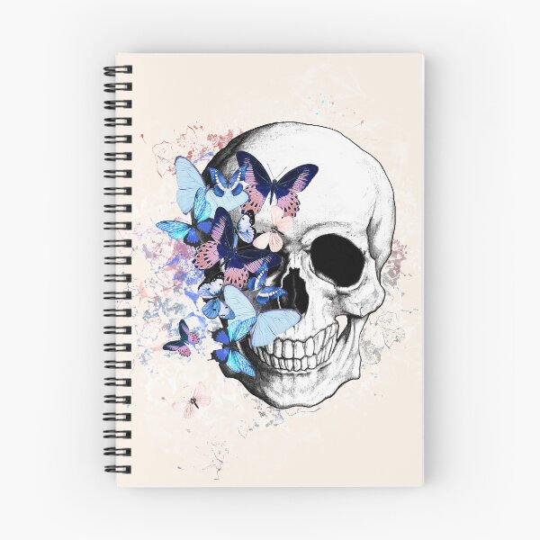 Item preview, Human anatomy Skull watercolor blue butterflies designed and sold by Collagedream.