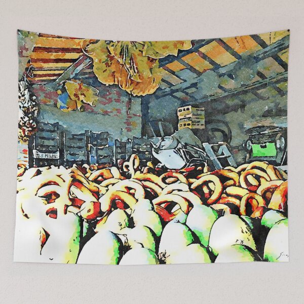 Item preview, Hortus Conclusus: pumpkins and rolled-up sacks hang in the attic designed and sold by Giuseppe Cocco.
