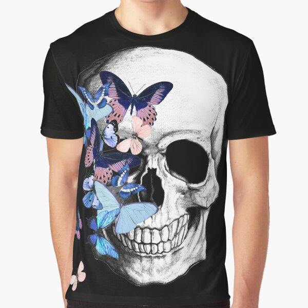 Print by Art Redbubble Sale for butterflies, with blue anatomy skull art\