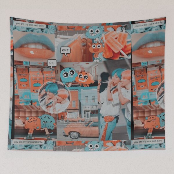 Item preview, blue and red kpop and animie aesthetic collage  designed and sold by cloudy-moon.
